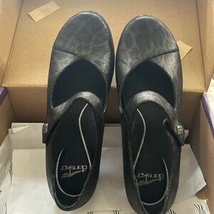 Dansko Opal Leopard Print Leather Low Heel Mary Jane Clogs Shoes Size 40